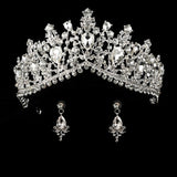 wedding crown queen bridal tiara bridal crown with earring luxury rhinestone headband diadem bride hair jewelry ornaments
