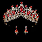 wedding crown queen bridal tiara bridal crown with earring luxury rhinestone headband diadem bride hair jewelry ornaments