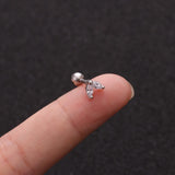 1 Piece Gold White Moon Star Flower Heart Cross Marquise Steel Barbell CZ Tragus Diath Cartilage Helix Rook Piercing Earring