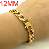 100% Stainless Steel Bracelet 6/8/12 mm 8 Inches Curb Cuban Chain Gold Color Bracelets for Men Women Free Shipping Factory Offer