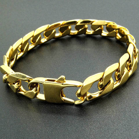 100% Stainless Steel Bracelet 6/8/12 mm 8 Inches Curb Cuban Chain Gold Color Bracelets for Men Women Free Shipping Factory Offer