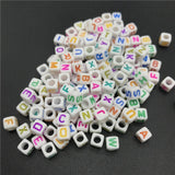 100pcs 6mm Mix Letter Beads Square Alphabet Beads Acrylic Beads DIY Jewelry Making For Bracelet Necklace Accessories