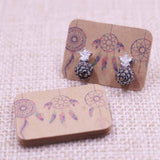 100pcs Cute New Arrived Earring Card Display Jewelry Custom Personal Style Catch Dream Design Colorful Plant Cardboard 3.5x2.5cm