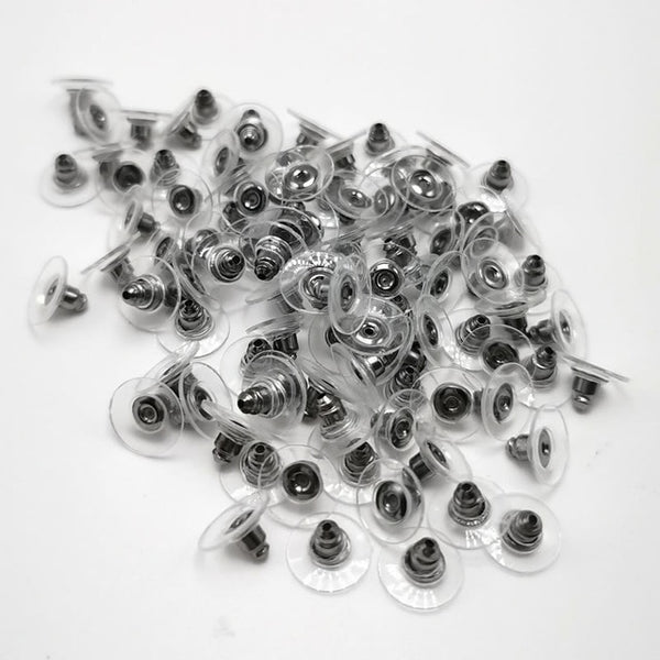 100pcs DIY Craft Accessories Silicon Stud Earring earrings Back Stoppers Ear Post Nuts Jewelry Findings Components Gold and Silv