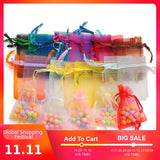 100pcs/lot 5*7cm,7*9cm,9x12cm organza bag Christmas wedding gift bag candy Packaging jewelry packing bags gift pouches 23 colors