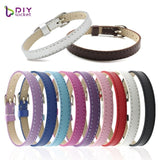 10PCS 8MM Artificial Leather DIY Wristband Bracelets femme Mix Color Charms Leather Bracelet Fit Slide Letter /charms LSBR015*10