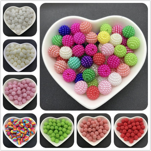 10mm 50pcs Acrylic Beads Bayberry Beads Round Loose Beads Fit Europe Beads For Jewelry Making DIY Accessories