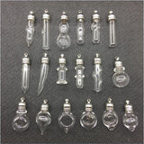 10pcs 5mm glue cap glass Vial Pendant locket charms mini wishing glass bottles with Tassel cap name on rice art jewelry making