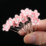 10pcs/Lot Wedding Crystal Resin Flower Hair pins For Silver Bridal Hair Accessories Women Pearl Hair Clips Wedding Hair Jewelry