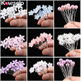 10pcs/Lot Wedding Crystal Resin Flower Hair pins For Silver Bridal Hair Accessories Women Pearl Hair Clips Wedding Hair Jewelry