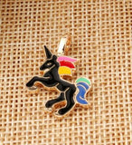 10pcs/pack DIY Chunky Enamel Unicorn Pendant Jewelry Findings Gold Color Charms Handmade Necklace Girls Kids Accessory C33