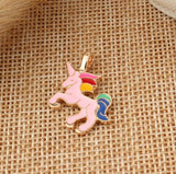 10pcs/pack DIY Chunky Enamel Unicorn Pendant Jewelry Findings Gold Color Charms Handmade Necklace Girls Kids Accessory C33