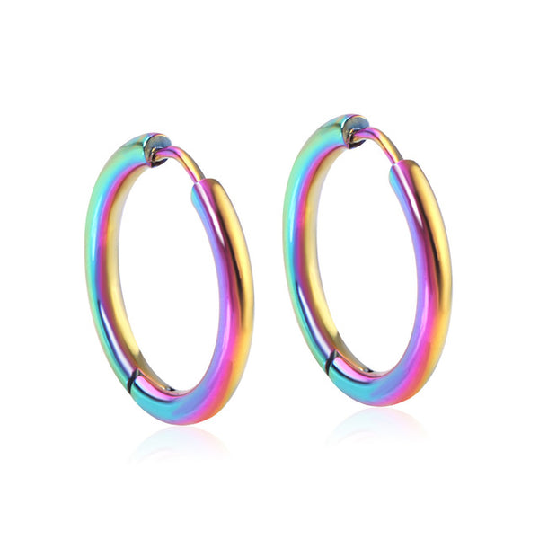 11.11 LUXUSTEEL Hoop Earrings Women Gold/Silver/Rose Gold/Black Color Round Circle Earring Ear Ring Clip Earrings aretes Mujer