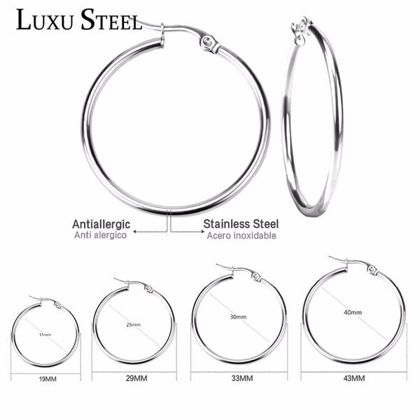 11.11LUXUSTEEL Pendientes Mujer Hoop Earrings Stainless Steel Gold/Silver/Rose Color Circle Basketball Earring Women Girl aretes