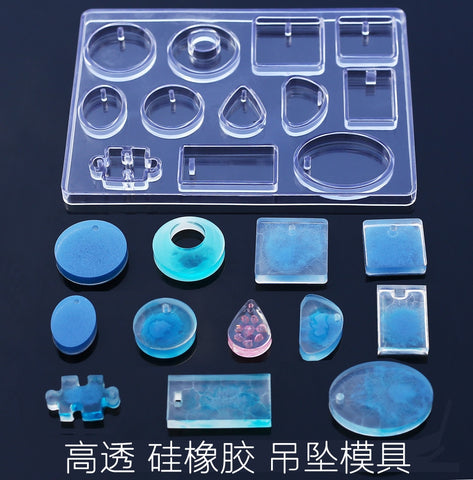 12 Designs Cabochon Silicone Mold Necklace Pendant Resin Jewelry Making Mould DIY Hand Craft resin molds for Jewelry
