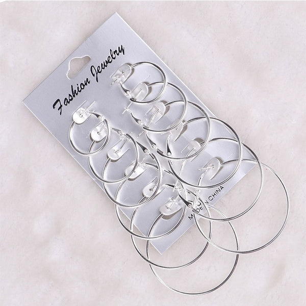 12 Pairs Hoop Earrings Set Big Circle Earring Fashion Jewelry for Women Girls Steampunk Ear Clip korean Earrings 2019