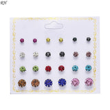 12 pairs/set Crystal Simulated Pearl Earrings Set Women Jewelry Accessories Piercing Ball Stud Earring kit Bijouteria brincos