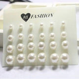 12 pairs/set White Simulated Pearl Stud Earrings Set For Women Jewelry Accessories Piercing Ball Earrings kit Bijouteria brincos