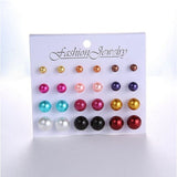 12 pairs/set White Simulated Pearl Stud Earrings Set For Women Jewelry Accessories Piercing Ball Earrings kit Bijouteria brincos