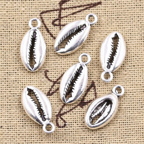 12pcs Charms Bohemian Cowrie Conch Shell 17x8mm Antique Silver Plated Pendant Making DIY Handmade Tibetan Silver Finding Jewelry