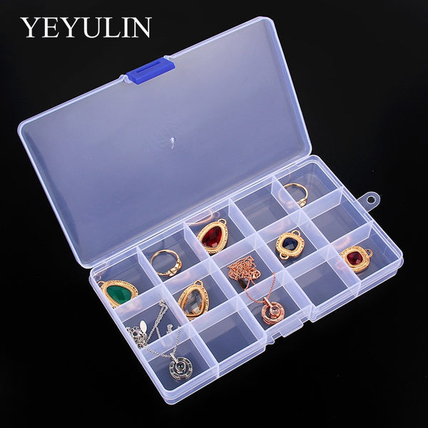 15 Slot Jewelry Rectangle Display Storage Charms  beads Organizer Case Box 1pcs