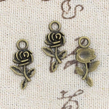 15pcs Charms flower rose 21x13mm Antique Making pendant fit,Vintage Tibetan Silver Bronze,DIY Handmade Jewelry