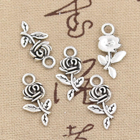 15pcs Charms flower rose 21x13mm Antique Making pendant fit,Vintage Tibetan Silver Bronze,DIY Handmade Jewelry