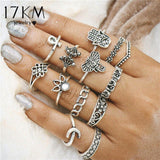 17KM 20 Design Vintage Gold Star Moon Rings Set For Women BOHO Opal Crystal Midi Finger Ring 2019 Female Bohemian Jewelry Gifts