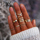 17KM 20 Design Vintage Gold Star Moon Rings Set For Women BOHO Opal Crystal Midi Finger Ring 2019 Female Bohemian Jewelry Gifts