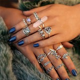 17KM 20 Design Vintage Gold Star Moon Rings Set For Women BOHO Opal Crystal Midi Finger Ring 2019 Female Bohemian Jewelry Gifts