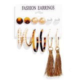17KM 2019 Oversize Earrings Set Pearl Hoop Earrings For Women Gold Twist Earring Brincos Big Circle Leopard Fashion Jewelry