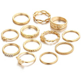 17KM 8 Pcs/Set Simple Design Round Gold Color Rings Set For Women Handmade Geometry Finger Ring Set Female Jewelry Gifts