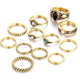 17KM 8 Pcs/Set Simple Design Round Gold Color Rings Set For Women Handmade Geometry Finger Ring Set Female Jewelry Gifts