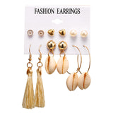 17KM Fashion Acrylic Shell Earrings Set For Women Bohemian Leopard Tassel Long Stud Earrings 2019 Brincos Geometric DIY Jewelry