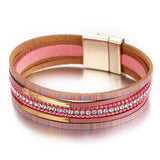 17KM New Gold Leather Wrap Bracelets For Women Red Sliver Color Multiple Layers Charm Bracelet & Bangle Party Fashion Jewelry
