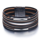 17KM New Gold Leather Wrap Bracelets For Women Red Sliver Color Multiple Layers Charm Bracelet & Bangle Party Fashion Jewelry