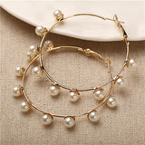 17KM Oversize Pearl Hoop Earrings For Women Girls Unique Twisted Big Earrings Circle Earring Brinco Statement Fashion Jewelry