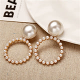 17KM Oversize Pearl Hoop Earrings For Women Girls Unique Twisted Big Earrings Circle Earring Brinco Statement Fashion Jewelry