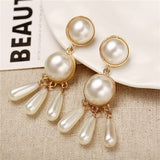 17KM Oversize Pearl Hoop Earrings For Women Girls Unique Twisted Big Earrings Circle Earring Brinco Statement Fashion Jewelry