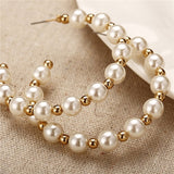 17KM Oversize Pearl Hoop Earrings For Women Girls Unique Twisted Big Earrings Circle Earring Brinco Statement Fashion Jewelry