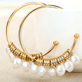 17KM Oversize Pearl Hoop Earrings For Women Girls Unique Twisted Big Earrings Circle Earring Brinco Statement Fashion Jewelry