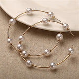 17KM Oversize Pearl Hoop Earrings For Women Girls Unique Twisted Big Earrings Circle Earring Brinco Statement Fashion Jewelry