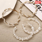 17KM Oversize Pearl Hoop Earrings For Women Girls Unique Twisted Big Earrings Circle Earring Brinco Statement Fashion Jewelry