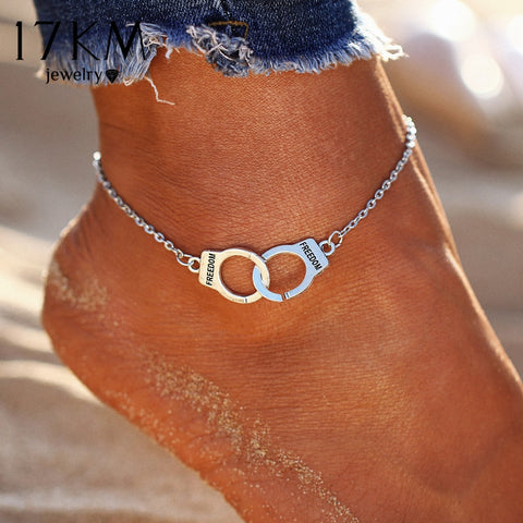 17KM Silver Color Fashion DIY Anklets for Women Girl Bohemian Friendship Anklet Handmade Bracelet Barefoot Party Jewelry Gift