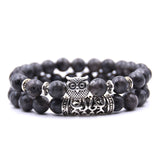 2 Pcs/set Fashion Couple Tiger Eye Stone Bracelets Bangles Classic Black White Natural Lava Stones Charm Bead Bracelet Women Men