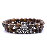 2 Pcs/set Fashion Couple Tiger Eye Stone Bracelets Bangles Classic Black White Natural Lava Stones Charm Bead Bracelet Women Men