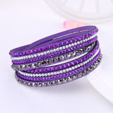 2016 New Leather Bracelet Rhinestone Crystal Bracelet Wrap Multilayer Bracelets for women feminino pulseras mulher Jewelry