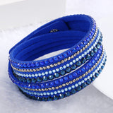 2016 New Leather Bracelet Rhinestone Crystal Bracelet Wrap Multilayer Bracelets for women feminino pulseras mulher Jewelry