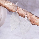 2018 Fashion Bohemian Long Earrings Unique Natural Real Leaf Big Earrings For Women  Jewelry Gift oorbellen pendientes mujer mod