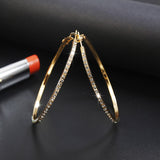 2018 Fashion Hoop Earrings With Rhinestone Circle Earrings Simple Earrings Big Circle Gold Color Loop Earrings For Women